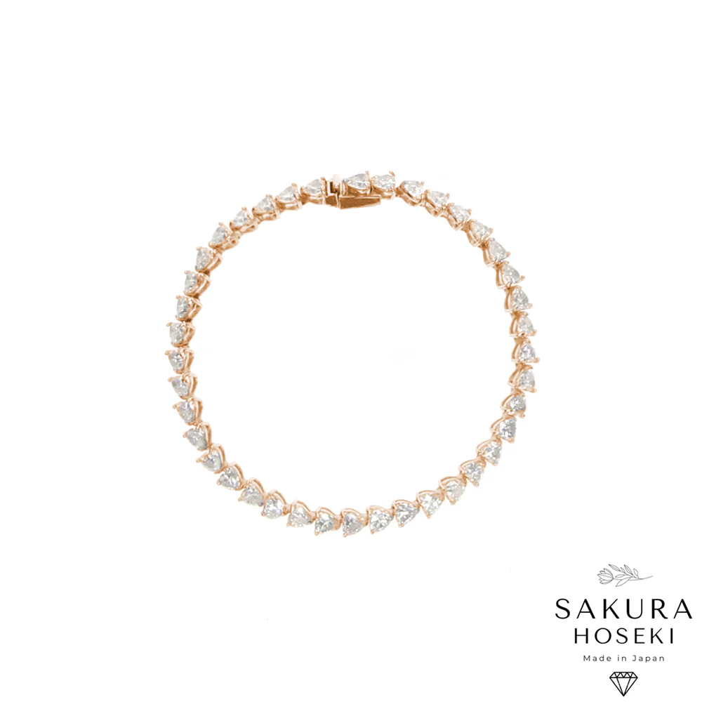 10ct Heart Bracelet Rose Gold - Image 5