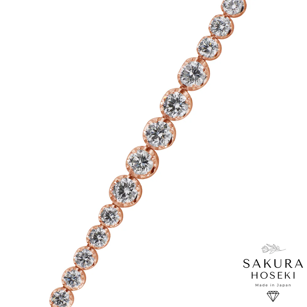12.75 Graduated Tennis Necklace Rose Gold - Image 3