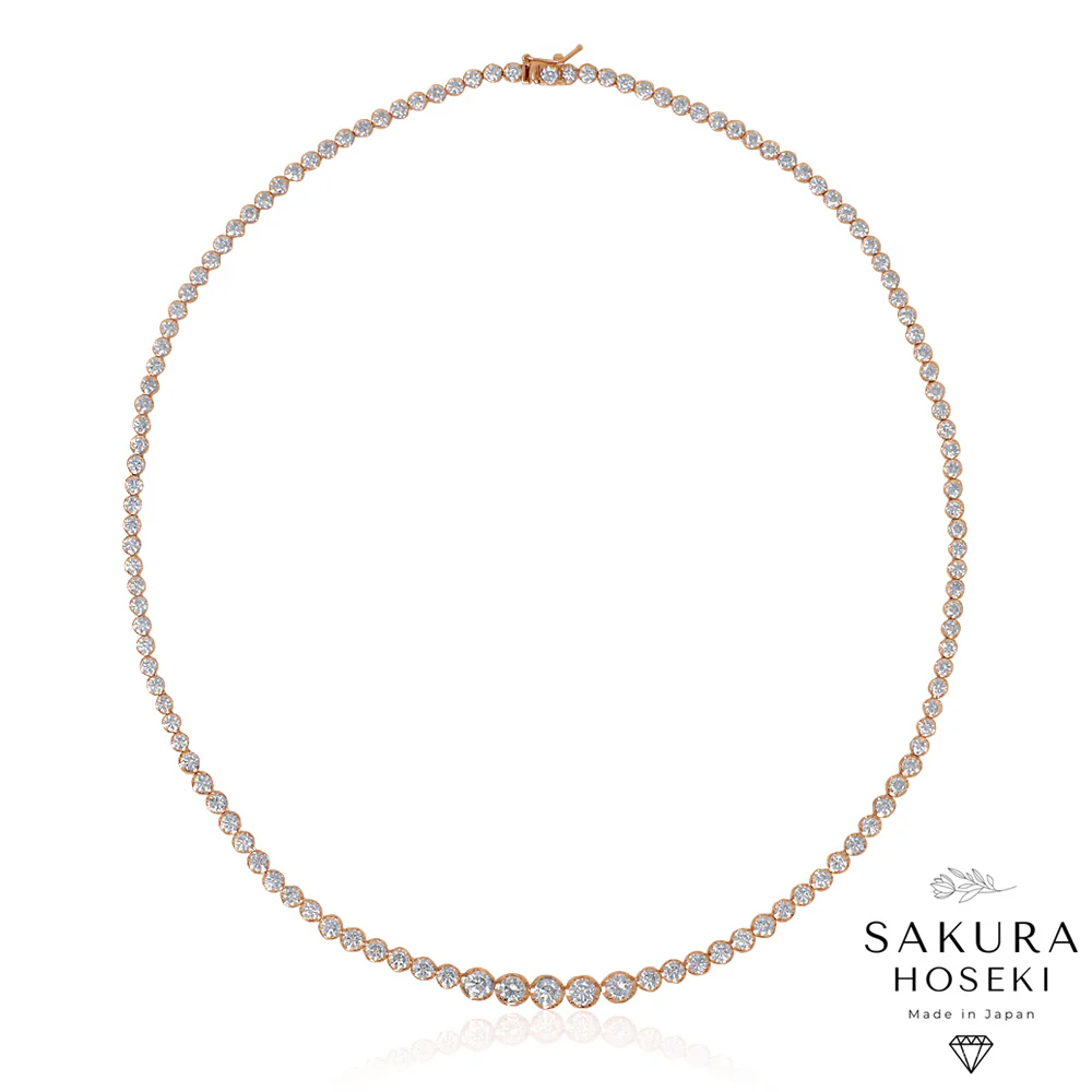 12.75 Graduated Tennis Necklace Rose Gold - Image 5