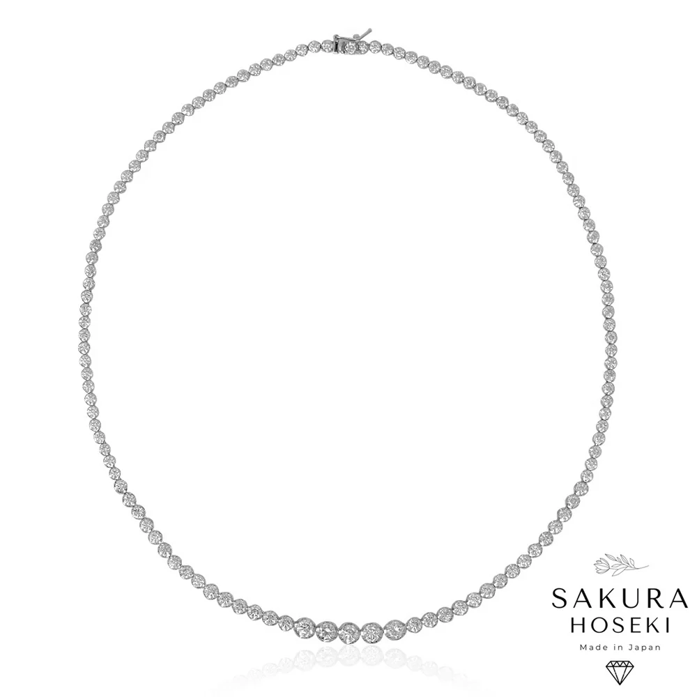 12.75ct Graduated Tennis Necklace White Gold - Image 5