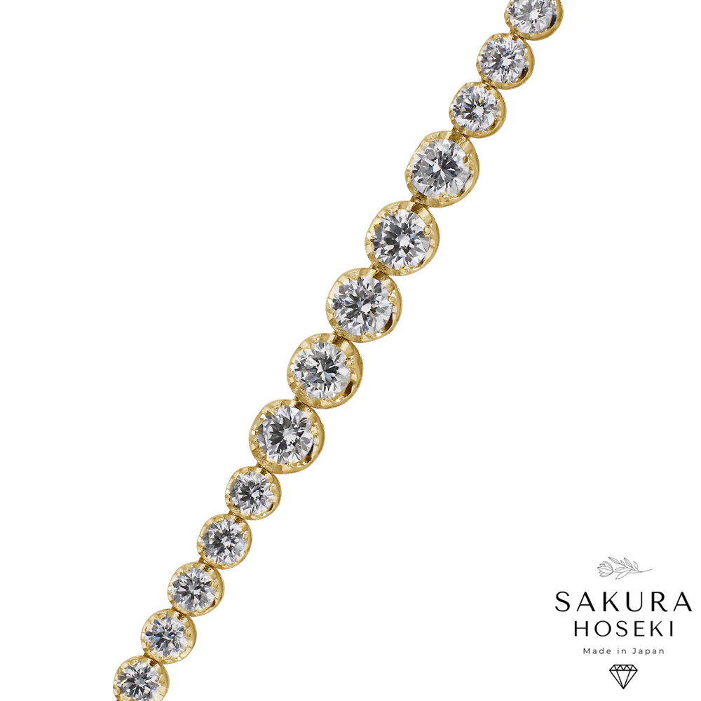12.75ct Graduated Tennis Necklace Yellow Gold - Image 3