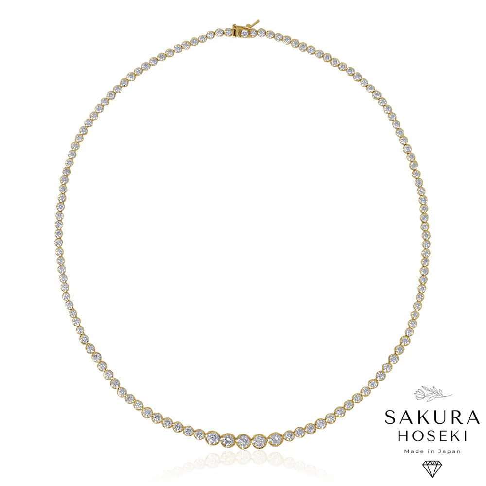 12.75ct Graduated Tennis Necklace Yellow Gold - Image 5