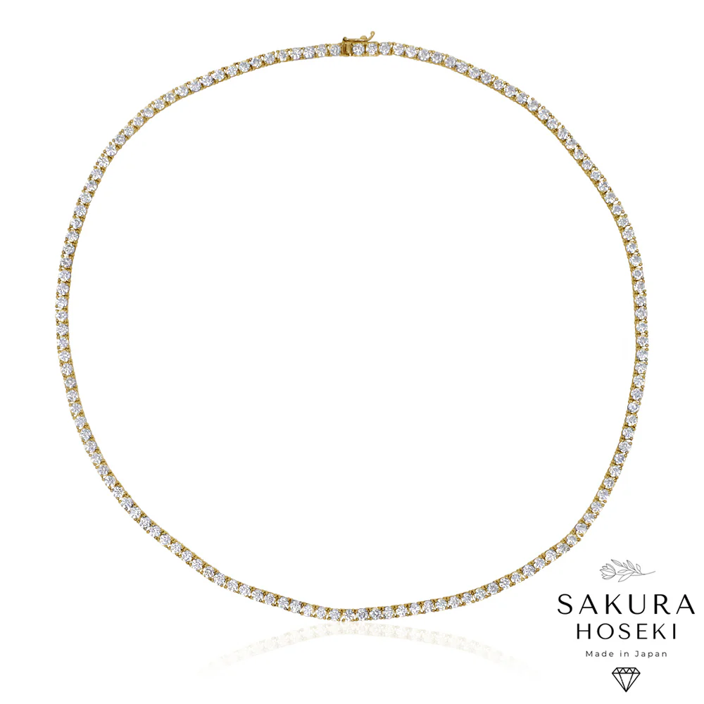 15ct Tennis Necklace Yellow Gold - Image 5