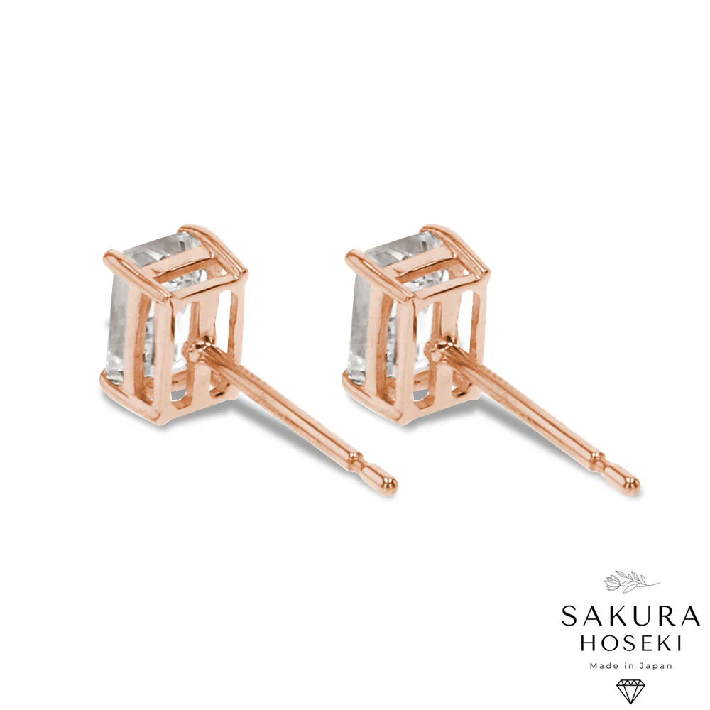 Emerald Studs Rose Gold - Image 3