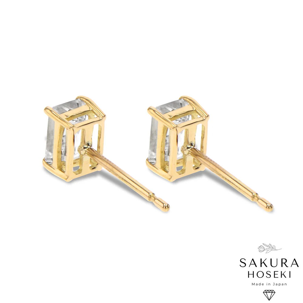 Emerald Studs Yellow Gold - Image 3