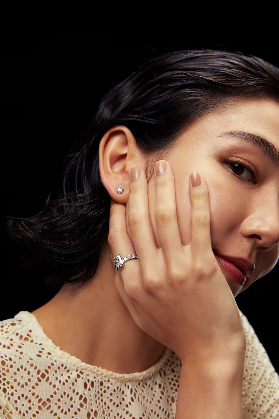 Emerald Studs Rose Gold - Image 4