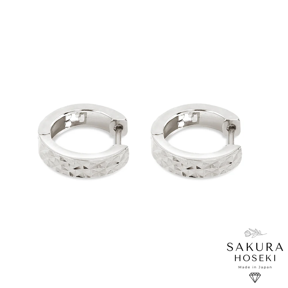 Gold Facet Hoops White Gold - Image 3