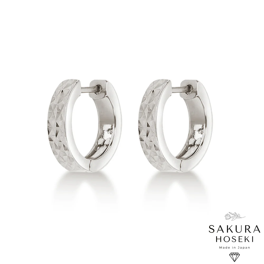 Gold Facet Hoops White Gold - Image 5