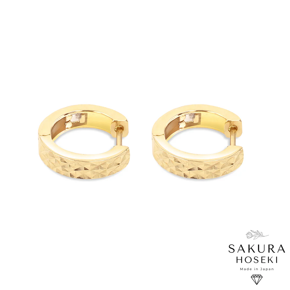 Gold Facet Hoops Yellow Gold - Image 3