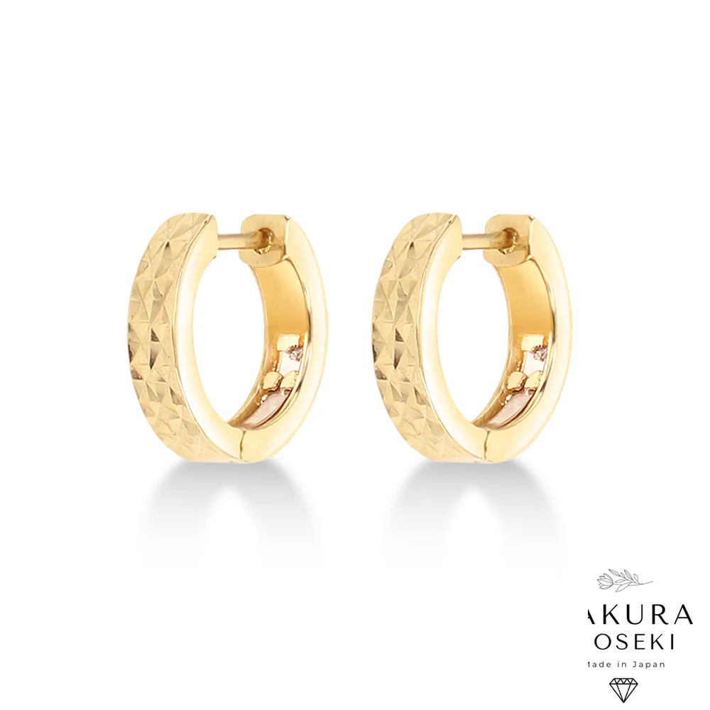 Gold Facet Hoops Yellow Gold - Image 5
