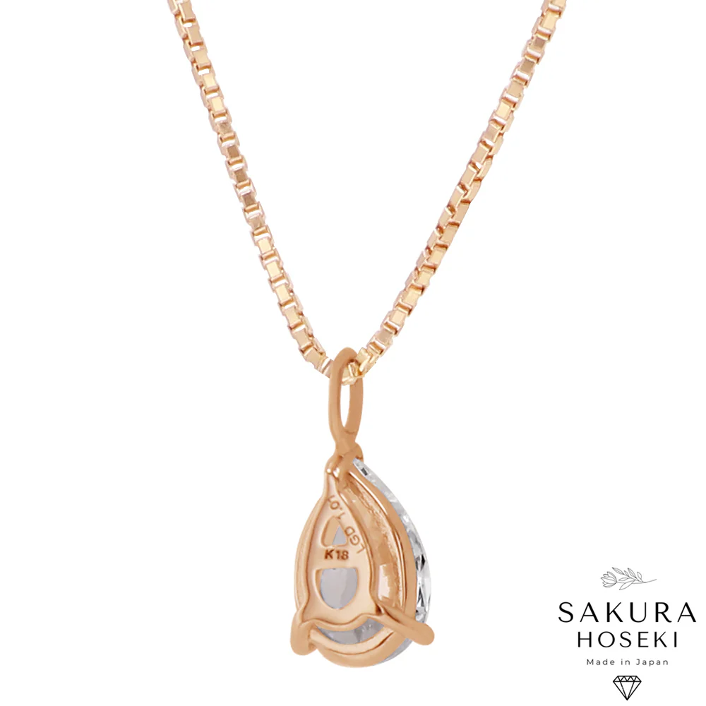 Pear Solitaire Pendant Rose Gold - Image 3